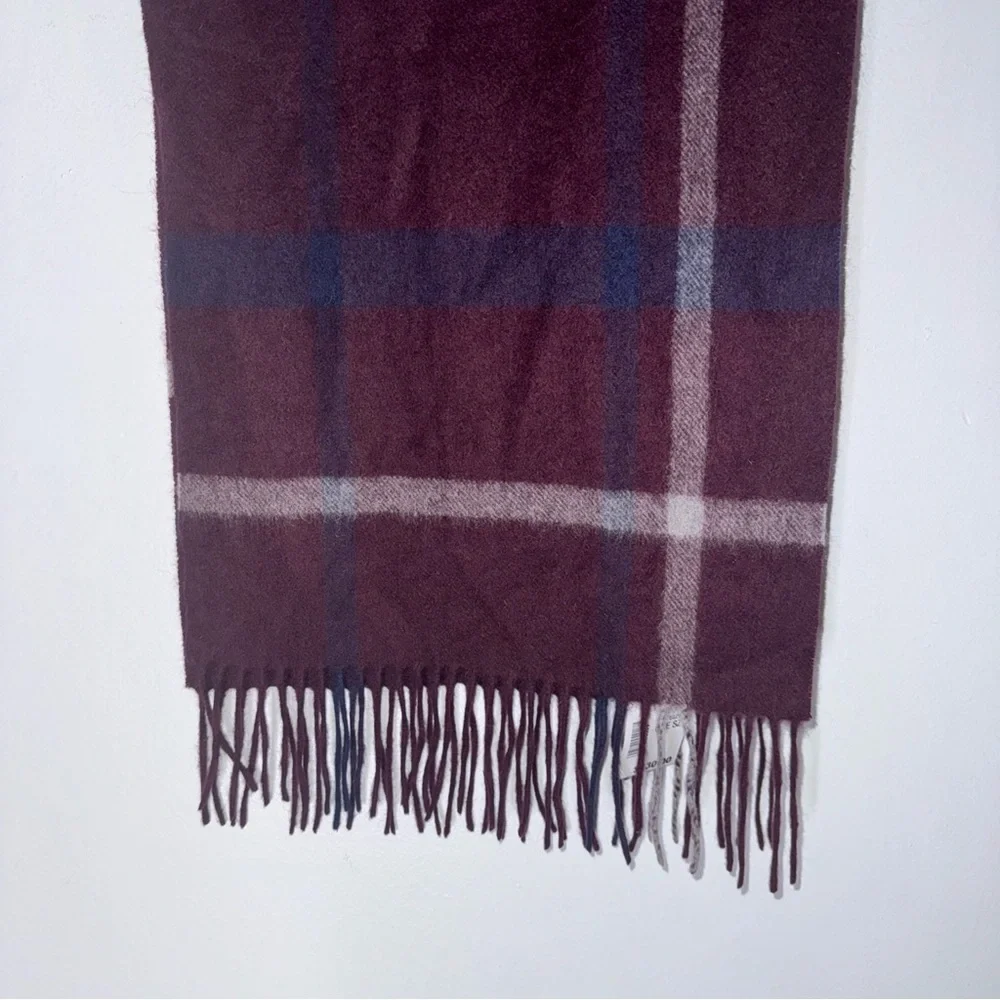 NWT Jos.A.Bank 100‎ Percent Winter Cashmere Scarf Fringe Deep Plum Purple